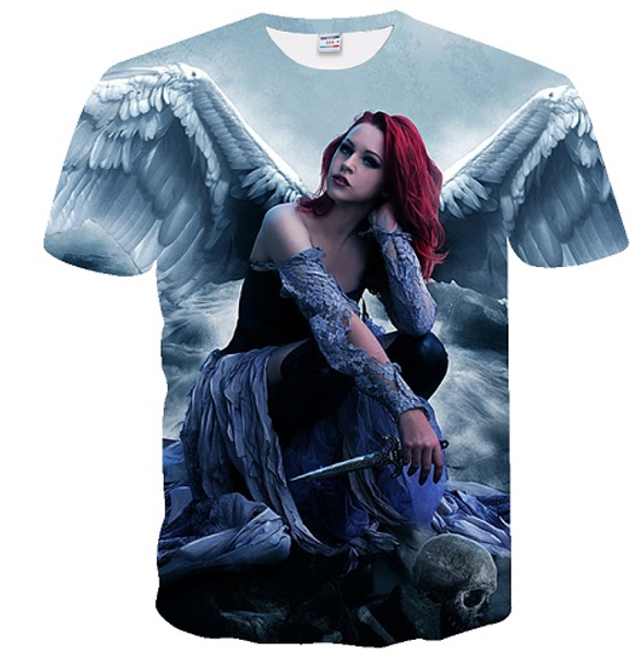 

новая мода женщины мужчины футболка дух аниме воды 3d angel print футболка унисекс-взрослый hipster 3d футболки улица хип-хоп футболка топы, White;black
