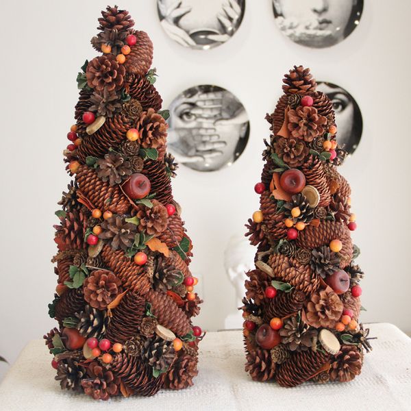 

nature pine cones apple berries artificial tree 2019 christmas tree rustic decor home xmas wood farmhouse bonsai noel