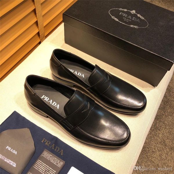 

19fw italian luxury brands loafers mens dress shoes leather formal shoes men wedding party office oxford shoes for men calzado hombre lisy1, Black