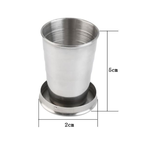 

60ml stainless steel portable outdoor travel camping folding collapsible cup new