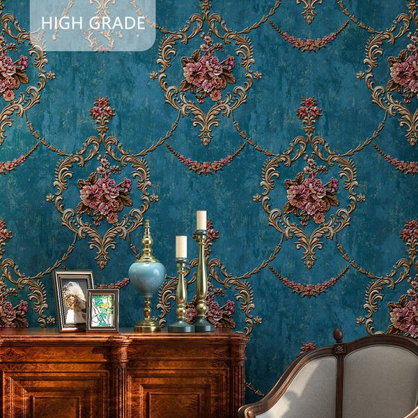 

good quality american wall paper 3d rural non-woven european style wallpaper luxury retro tv background home living room bedroom