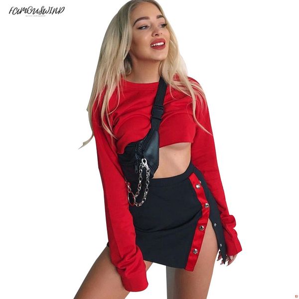 

fashion 2019 women high waist ladies skirts button patchwork a line femme skirts bodycon party casual mini skirt, Black