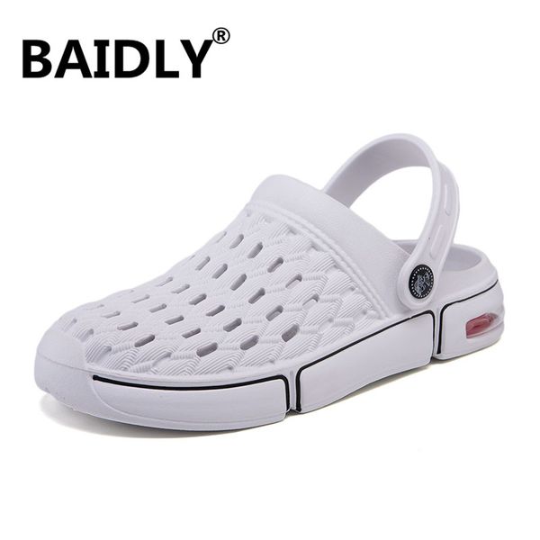 

mens sandals summer garden walking mens sandals hollow breathable beach slippers closed for men sandalia masculina, Black