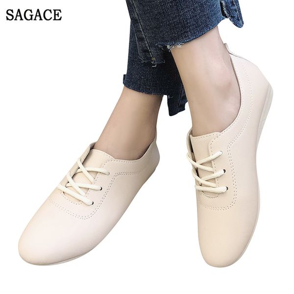 

roman women solid lace up flat shoes casual work loafers shoes women ladies casual single womens office leather, Black