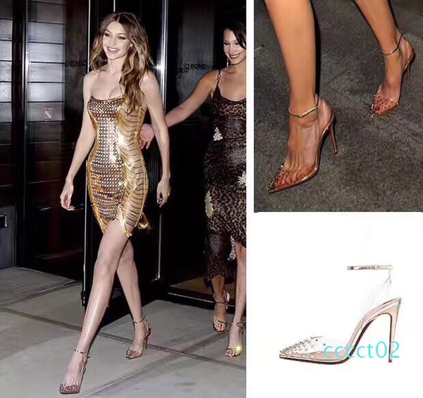 

новые red bottom высокие каблуки натуральная кожа женщина насосы кристалл женщина на высоких каблуках заостренный носок rivet свадьба полный, Black