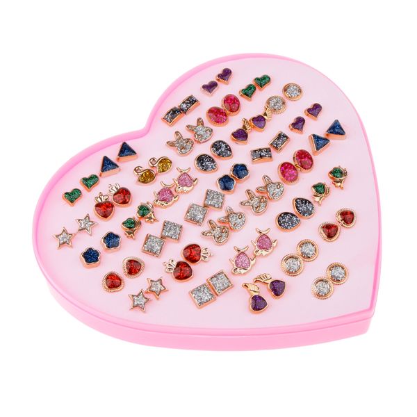 

36 pairs resin ear stud mixed style colorful earrings school girl jewelry, Golden