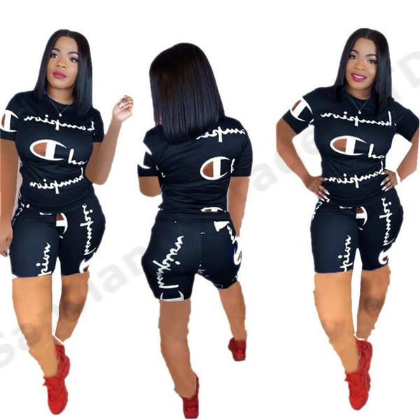 

Women champion letter ummer hort uit hort leeve t hirt tee hort pant two piece et track uit jogger gym outfit 2xl a3162