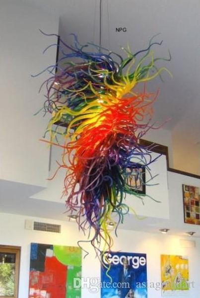 

large luxury blown glass colorful chandelier light art deco glass material ceiling modern ceiling chain chandelier light for living room