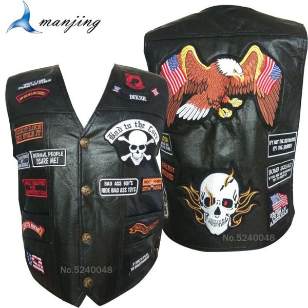 

men's motorcycle jacket biker retro genuine leather vest sheepskin waistcoat jacket motorcycle chaqueta vest