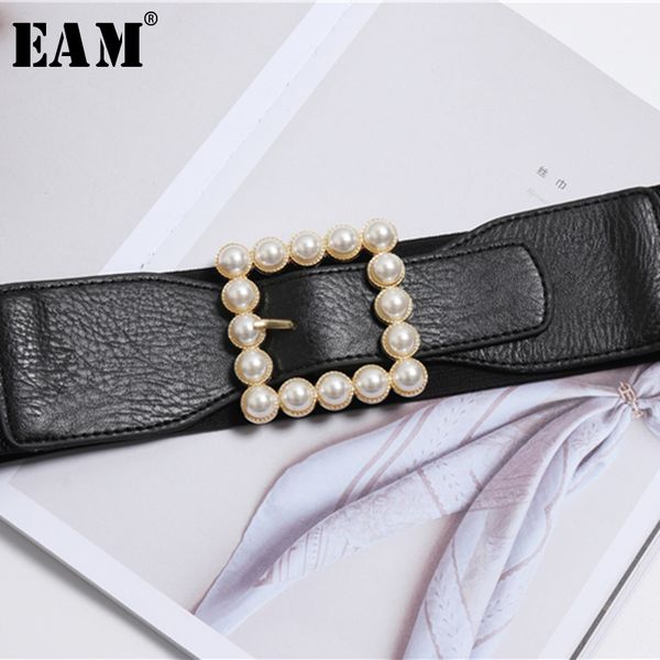 

eam] 2019 весна женщина новый черный цвет два стиля срощенной подражать pearl square пряжка кожа pu wasitbelt все match li315, Black;brown