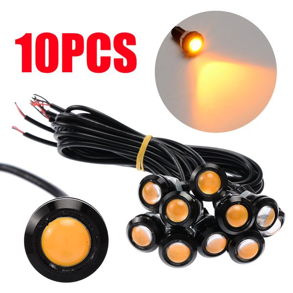 

10pcs 18mm eagle eye cob led car daytime running drl head tail backup light amber lamp waterproof