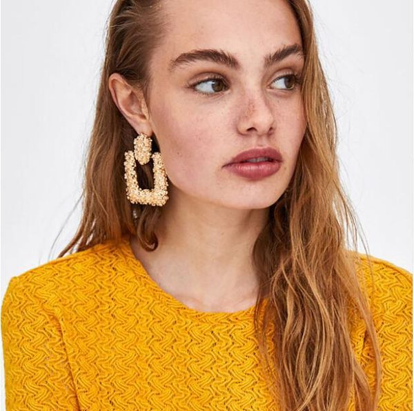 

european and american style exaggerated earrings new cool trend geometric punk style earrings fashion fashion female street earrings female, Golden