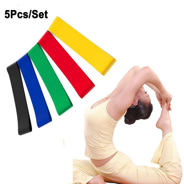 

5pcs/lot yoga gym stretch training rubber bands elastic resistance yoga strap pull up band loop fitness equipment expander