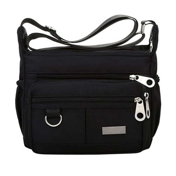 

women waterproof nylon shoulder bag solid color zipper messenger bags casual adjustable strap crossbody bag sac for lady #t2g