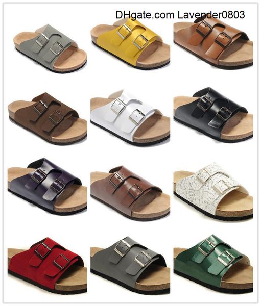 

2020 18 colors men women zurich flat heel sandals with buckle wholesale summer beach casual flip flops genuine leather slippers, Black