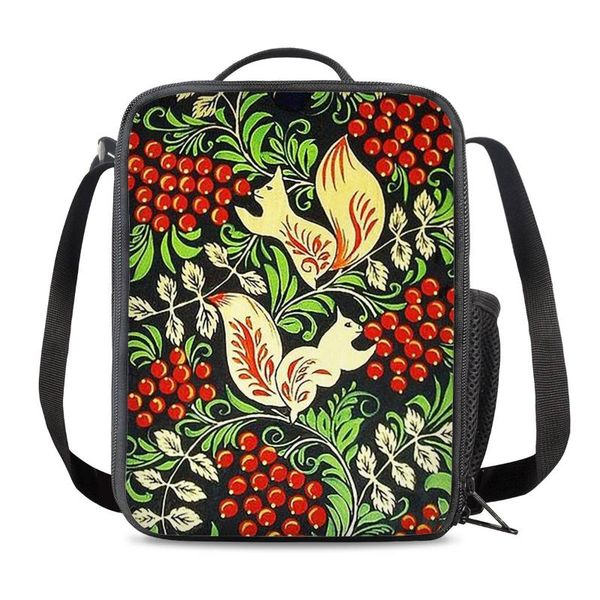 

thikin russian folk art patterns and print lunch bags for women children colorful floral lunchbag box lancheira custom, Blue;pink