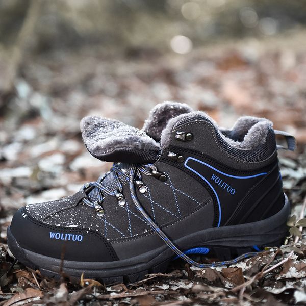 

boots winter with fur 2019 warm snow boots men work shoes men footwear fashion comfortable rubber ankle shoes tenis masculino, Black