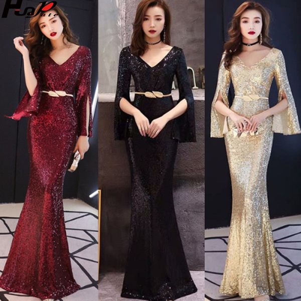 

high-end evening dress skirt female 2020 new cheongsam noble banquet temperament fishtail elegant long dress gas field queen, Red