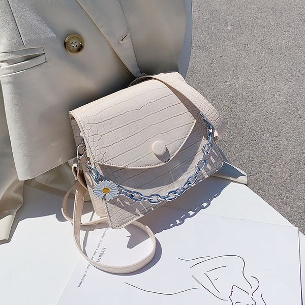 

original design fashion stone pattern square bag & elegant chain shoulder bag crossbody width 20cm height 16cm thickness 7cm