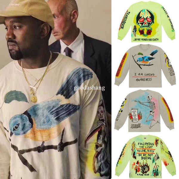 

Kanye West дети видят призраки граффити мужчины кофты Crewneck балахон хип-хоп мода новый