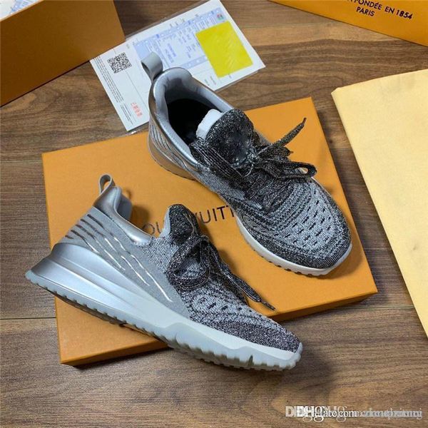 

lovuitto v. n. r sneakers tie & dye knitting gray casual shoes sneakers trainer with original box, Blue;gray