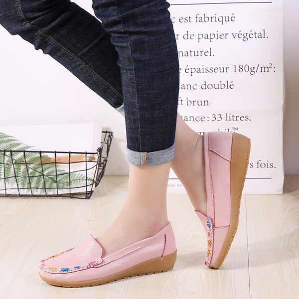 

2020 women flats oxford shoes ballerina flats shoes women genuine leather moccasins flower loafers white plus size, Black