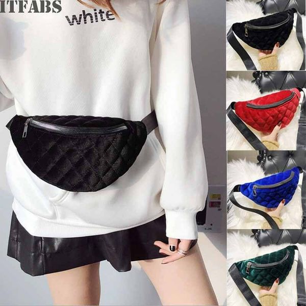 

2019 fashion women waist bag casual solid color geometric adjustable strap nerka fanny pack chest bag