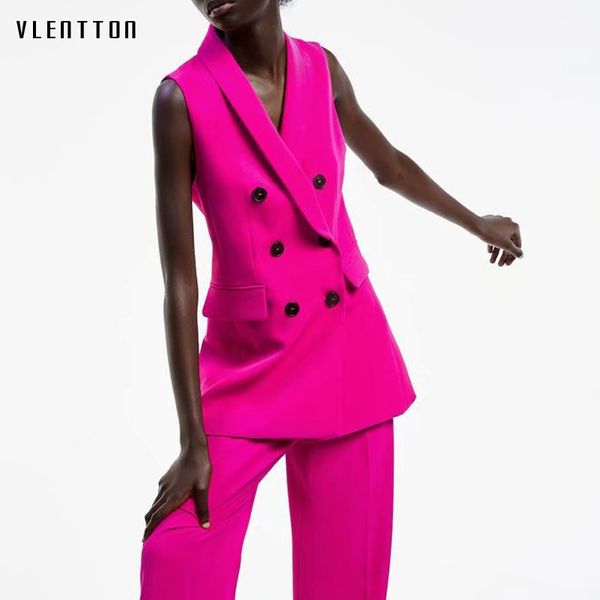 

new women's vest double breasted office lady elegant waistcoat with women v-neck sleeveless vests jacket blazer coat female, Black;white