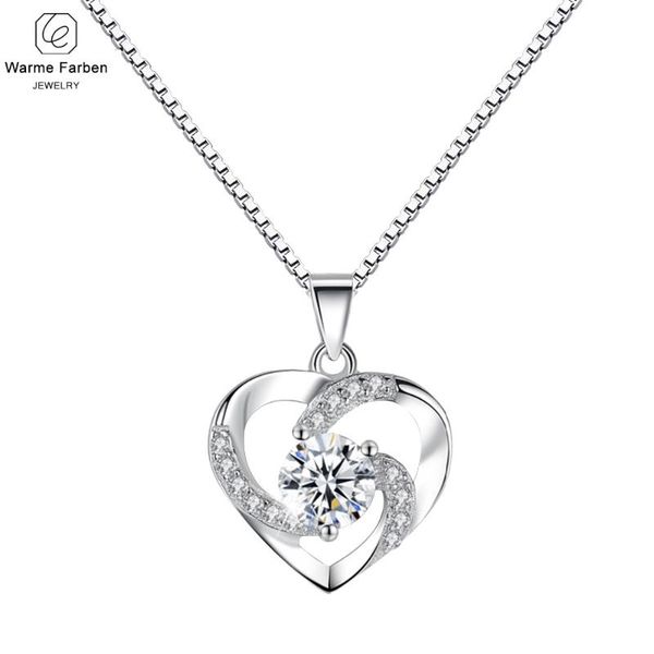 

other warme farben fashion women necklace plated sliver cz zircon heart shaped pendant choker jewelry collare gift for, Silver