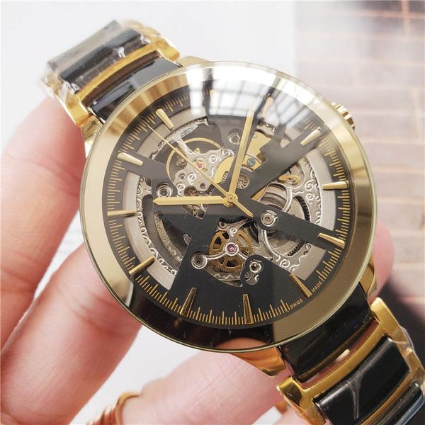 

2019 new fully automatic mechanical hollow tourbillon rd#38:s44mm large dial men watch fine steel made business leisure mens watches, Slivery;brown