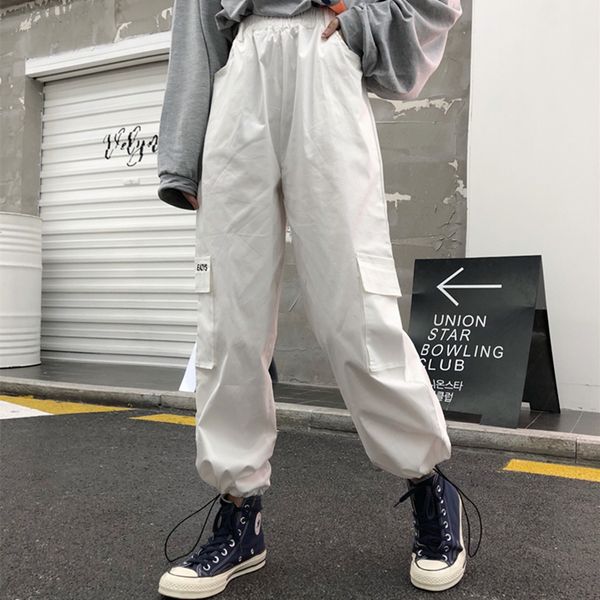 

2019 european and american harajuku pants pure black khaki white chinese street clothing trousers jogging sports pants fashion, Black;white