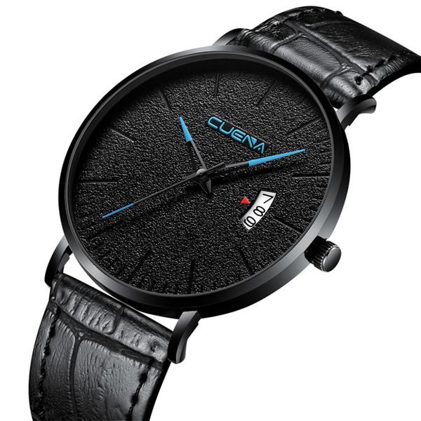 

guena casual men business watch stainless steel dial leather band analog quartz watch male clock relogio masculino a40, Slivery;brown