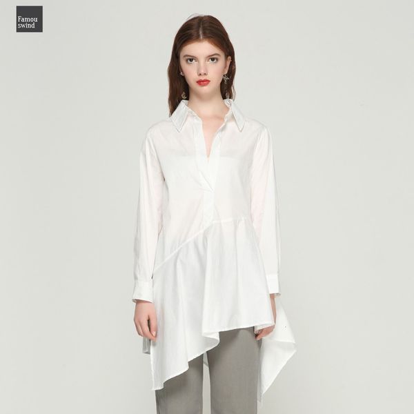 

женщины элегантный нерегулярное блуза плиссе хлопок белый длинный полный cap рукава асимметричный с длинным рукавом рубашки повседневные топ, White