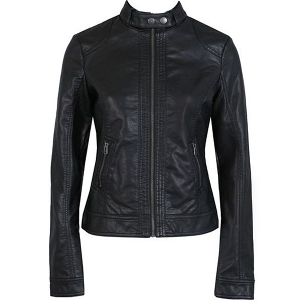 

europea jacket female blouson femme 2018 autumn clothes women plus size pu leather coat short biker jacket bomber a900, Black