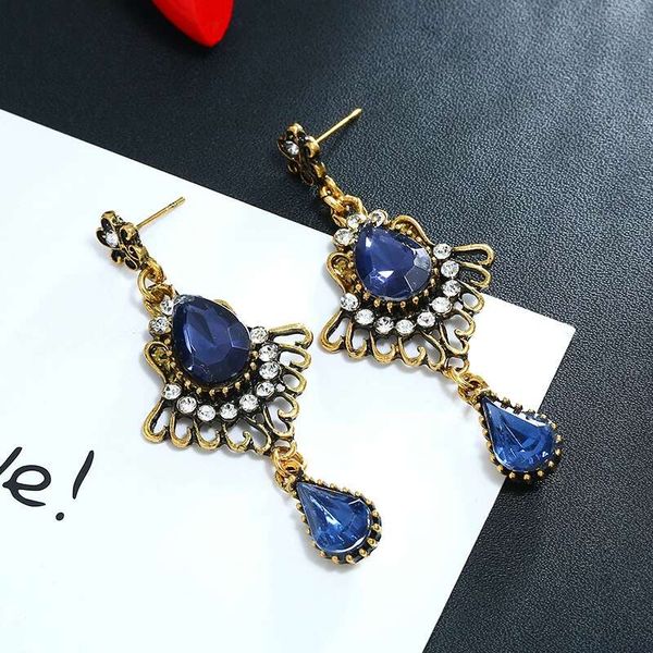 orecchini pendenti Fashion- di Donne Red lampadario gemma blu orecchino caldo di vendita stile bohemien vacanze regali di gioielleria rubino di cristallo di compleanno