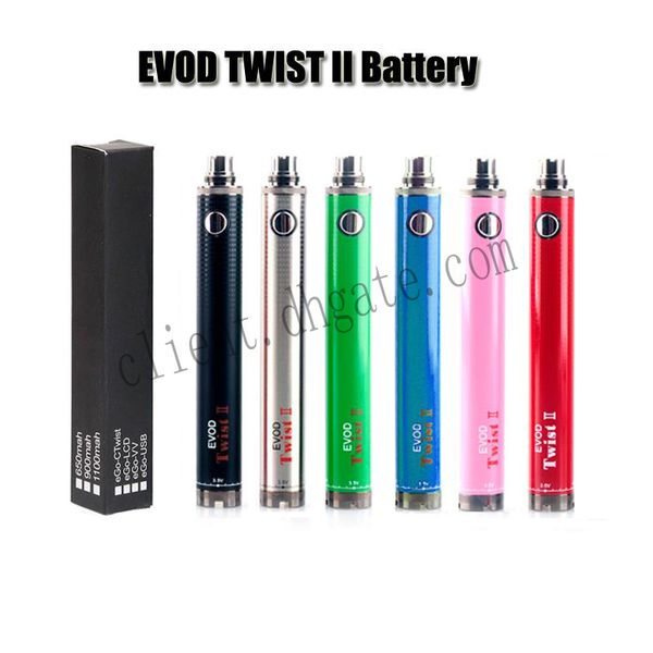 

EVOD Twist II 2 Battery 1650 Adjustable Voltage 3.3~4.8V 510 Thread 10 Colors in Stock vs Vision Spinner 2 EVOD Twist