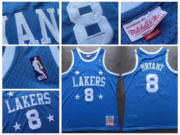 

Throwback 8 Bryant Jersey Los Angeles Lakers Mitchell Ness плотная ткань AU 04-05 сезон 4-05 Star Basketball Jersey Blue