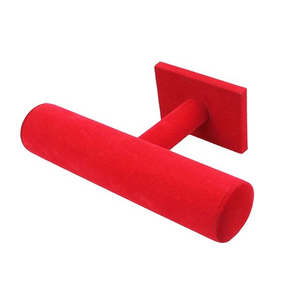 

velvet display stand t shaped single layer home organizer for watch necklace bracelet jewelry retail stores (red, Black
