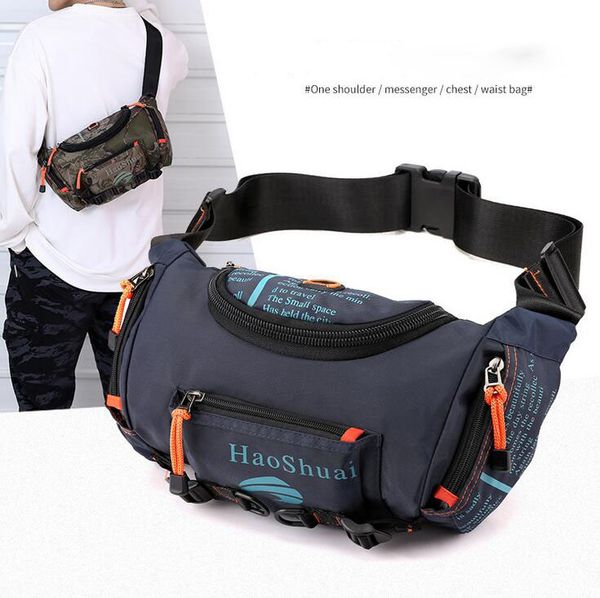 

men letter nylon multifunction casual outdoor crossbody shoulder bag sling chest pack waterproof mountaineering travel sport