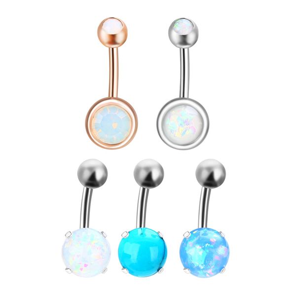 

women trendy jewelry shellhard opal gem navel belly button rings piercing bar charming body jewelry piercing ombligo 14g, Slivery;golden