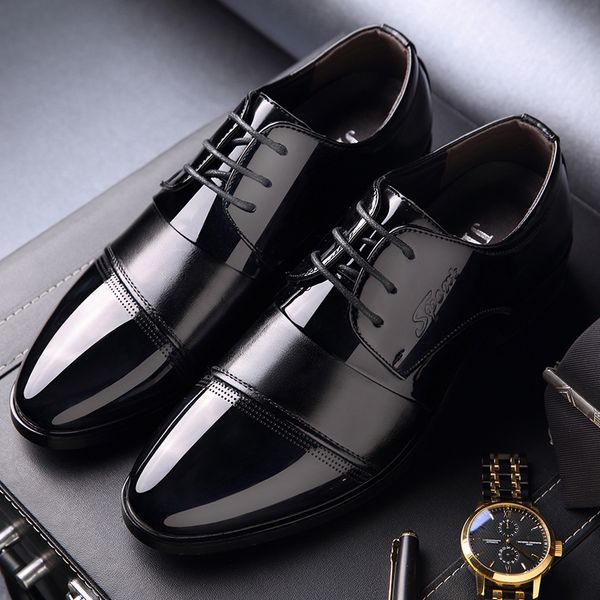 

men's leather shoes business dress shoes korean version of low cut pointed casual breathable foreign trade men's, Black