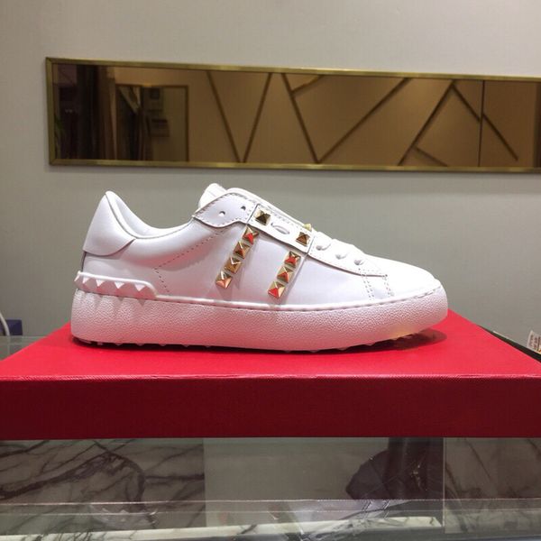 

лучший подарок обувь высочайшее качество кроссовки из натуральной кожи известный человек женщины walking повседневная обувь с золотыми гвозд, Black