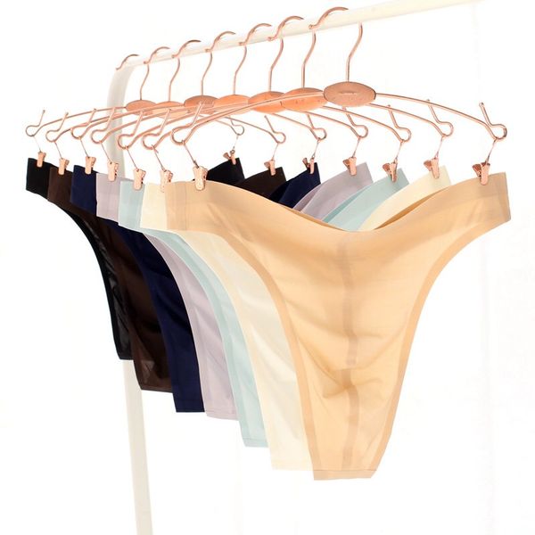 

wholesale mens gstrings thongs transparent strings ultra thin ice silk seamless thongs low-rise breathable strings, Black;brown