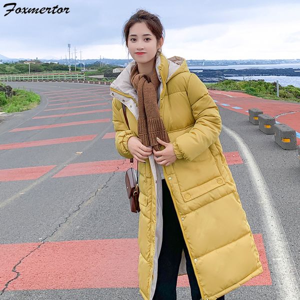 

women's trench coats women fashion cotton down jacket hoodie winter long parkas warm jackets female solids coat clothes abrigos mujer i, Tan;black
