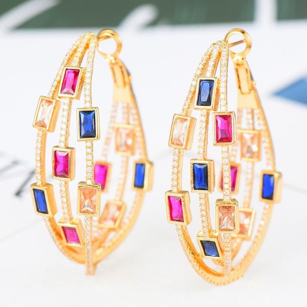 

godki 2020 trendy twist across hoop earrings dubai colorful women bridal wedding jewelry aperture earring pulseras mujer moda, Golden;silver