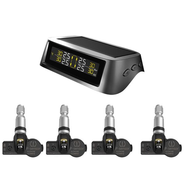 

tpms tire pressure monitoring system solar wireless and usb charging detection system with 4 sensors car accessaries