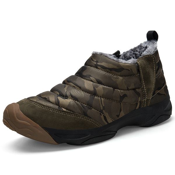

winter warm men snow boots waterproof men's camouflage plush boots non-slip casual ankle women booties size 37-46 2019 new, Black