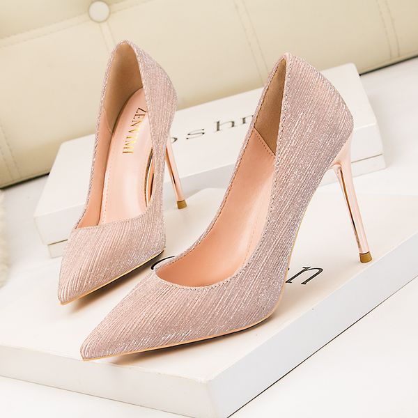 

net red gold silver high-heeled women's shoes 2020 new versatile medium and thin heeled women's shoes