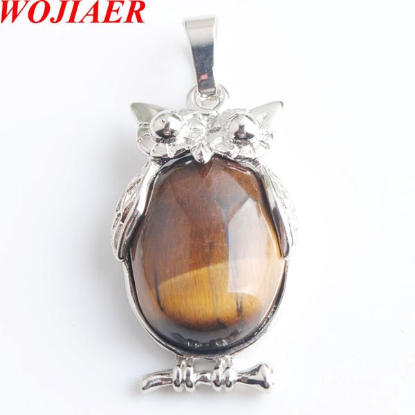 

wojiaer орел животное ожерелья подвески девушка чакра рейки натуральный тигровый глаз овальный выпуклый драгоценный камень бусины ювелирные, Silver