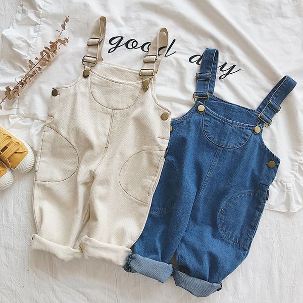 

summer overalls for children denim overalls jeans pants for boys girl jumpsuit baby girl suspender pants kids ripped jeans white, Blue